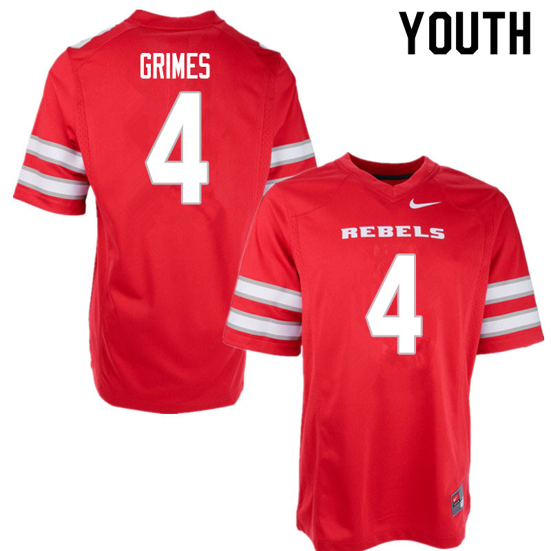 Youth #4 Randal Grimes UNLV Rebels College Football Jerseys Sale-Red